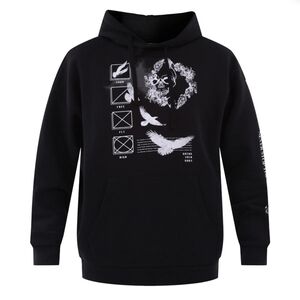 3XL Black Oversized Graphic Hoodie New Skull Birds Grunge Streetwear Edgy Skater